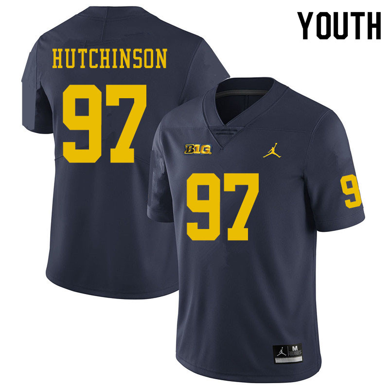 Youth #97 Aidan Hutchinson Michigan Wolverines College Football Jerseys Sale-Navy